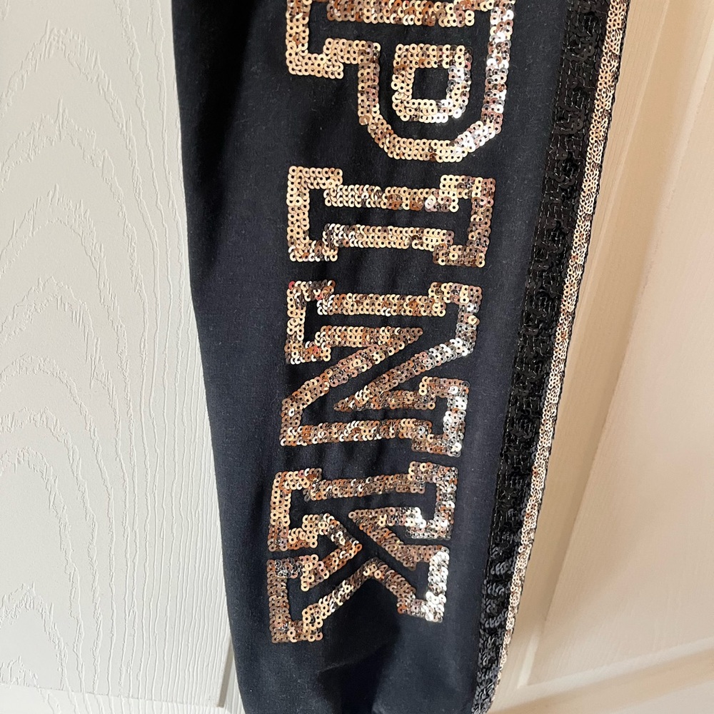 Victoria's Secret PINK Black Sequins Campus Loungers, Bling